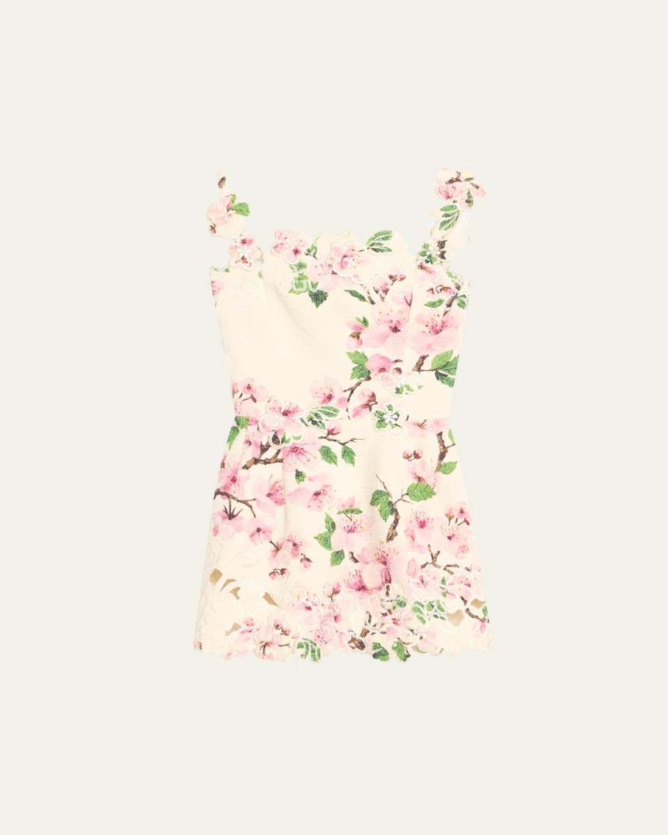Cherry Blossom Tweed Embroidered Mini Dress